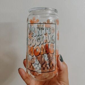 Anti Social Moms Club Glass Tumbler NO STRAW